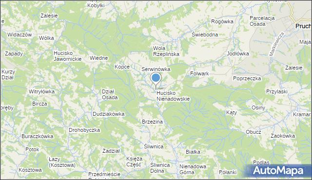 mapa Hucisko Nienadowskie, Hucisko Nienadowskie na mapie Targeo